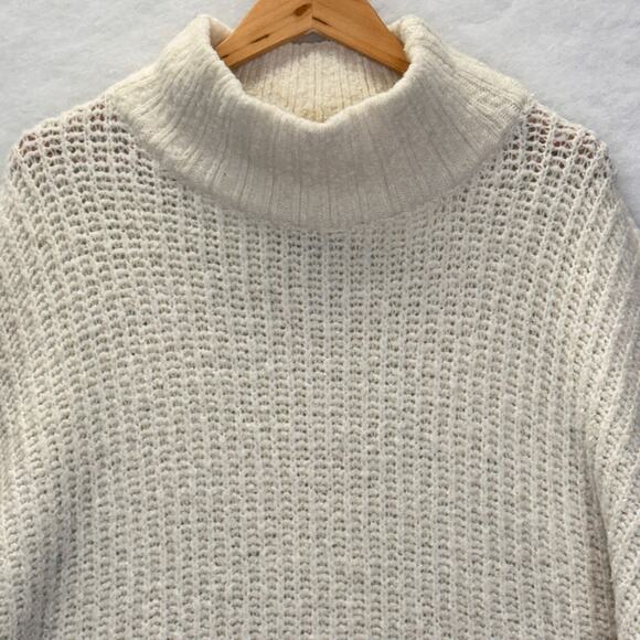 Urban Outfitters Overzised Turtleneck White Black Sweater Y2K Minimalist Sz M - Picture 3 of 8